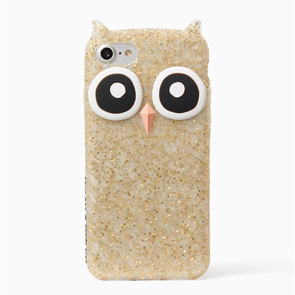 iPhone 7/8 Gold Glitter Silicone Owl Case